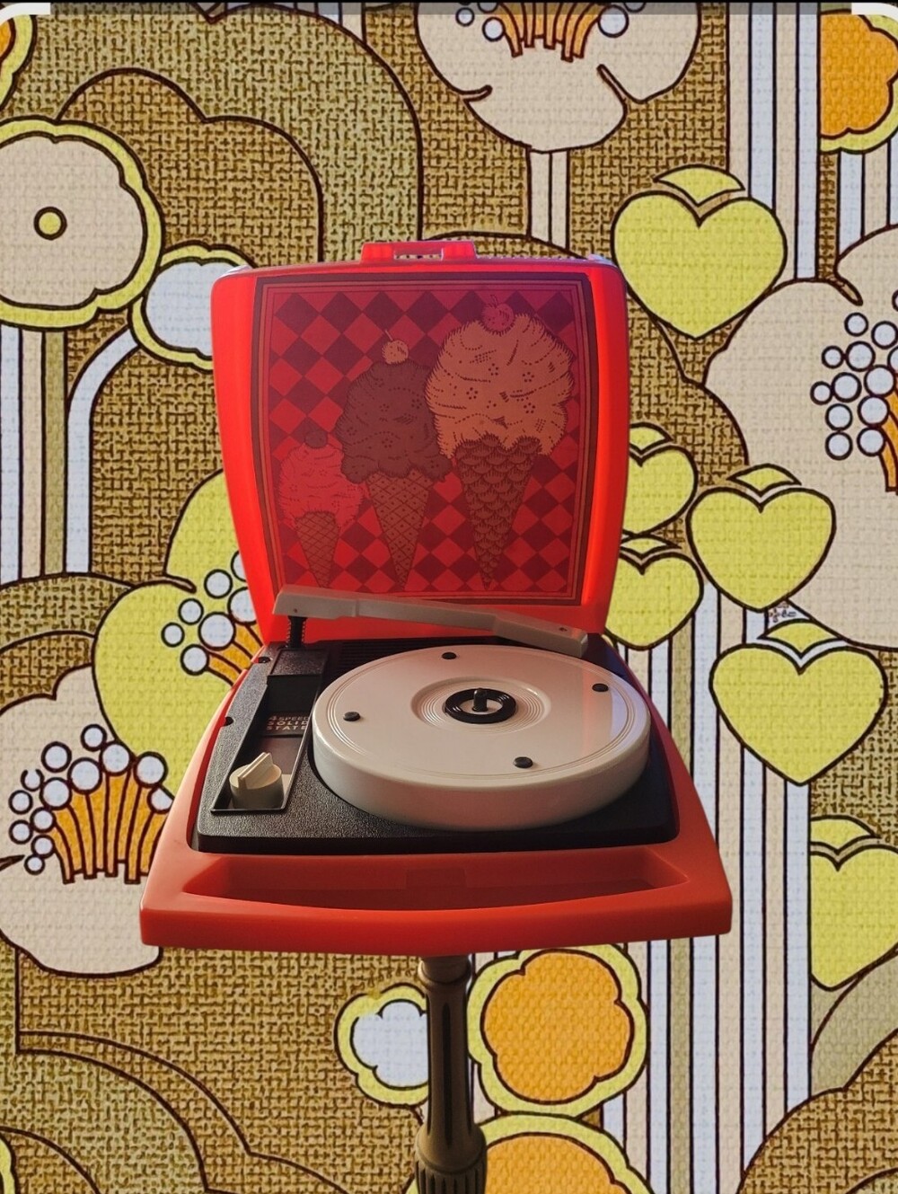 Portable Orange Vintage Record Player Turntable